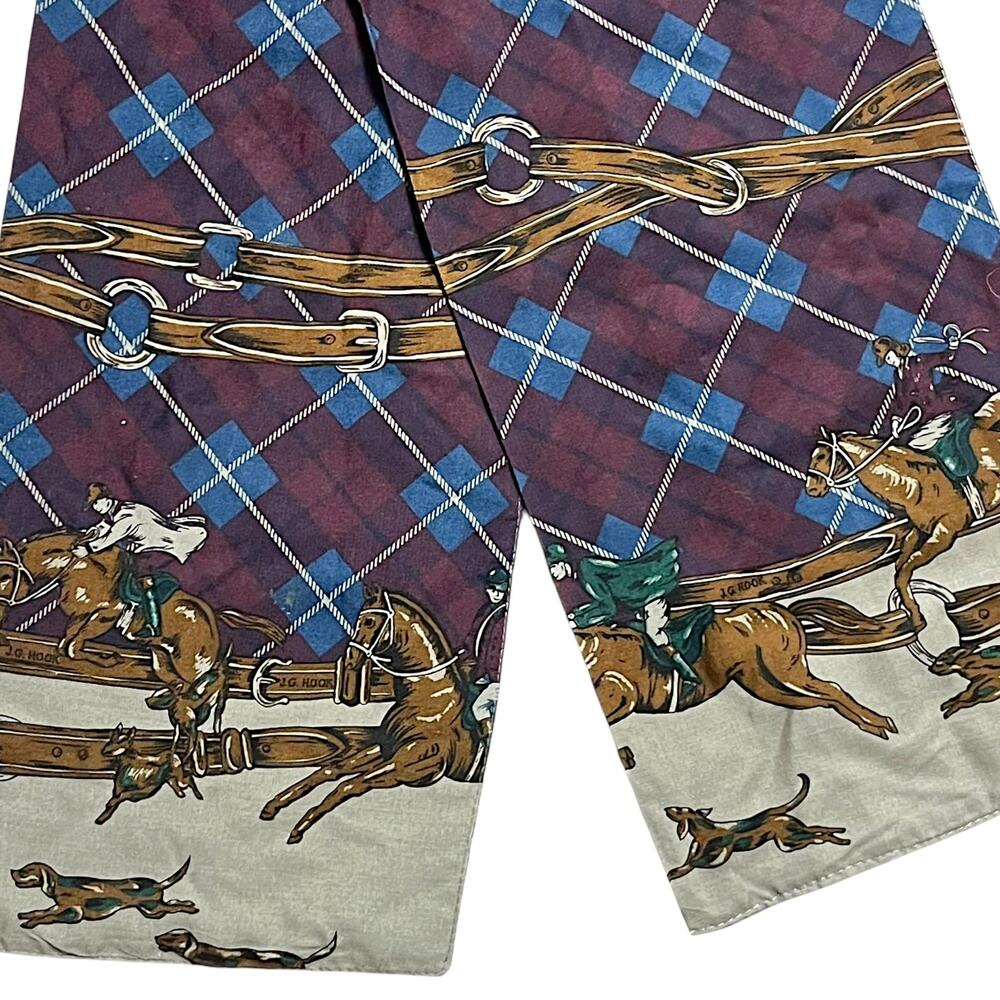 Vintage JG Hook Equestrian Scarf 1980s 1990s Preppy Retro - Picture 3 of 5